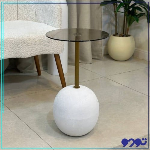 طاولة خدمة قزاز أسود و عمود ذهبي