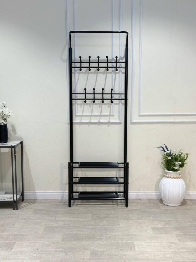 علاق ملابس 3 أرفف لون اسود