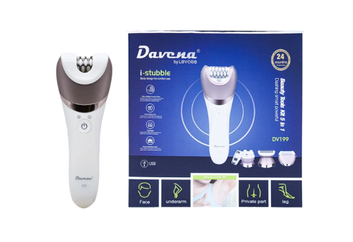 ماكينة حلاقة دافينا النسائية 5 في 1 مع مجموعة أدوات التجميل DV199 - أبيض