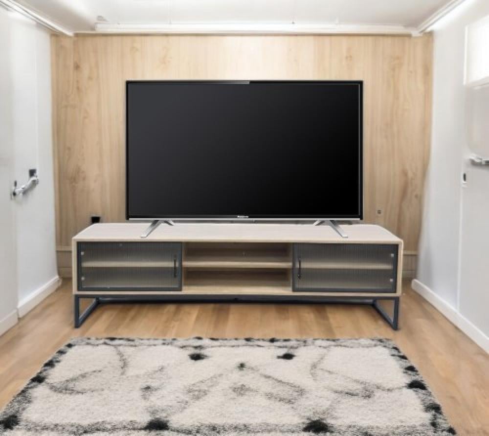 طاولة بلازما خشبي  بيج مقاس 160سم