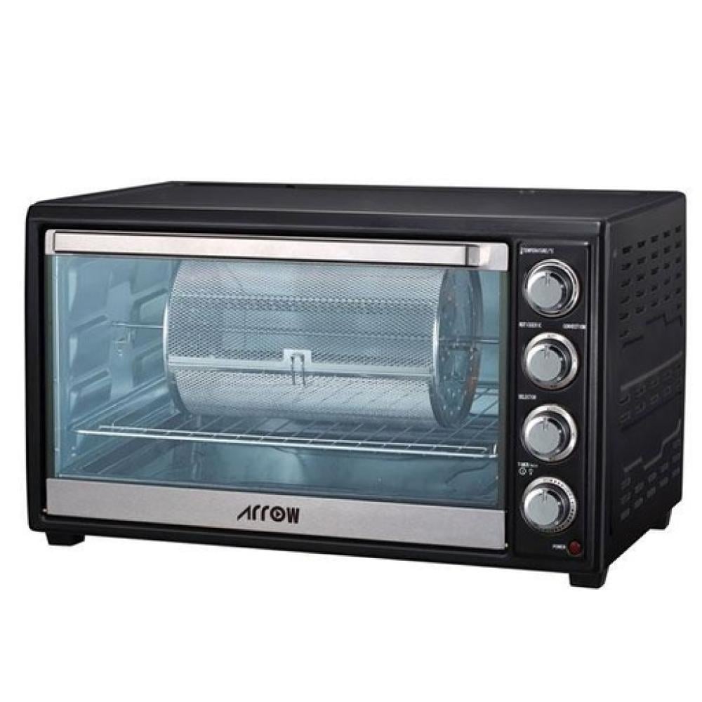 ارو 60 لتر فرن كهربائي صغير مع مشواة وحمل حراري ومصباح داخلي ، 2000 واط ، أسود ، RO-60EOW