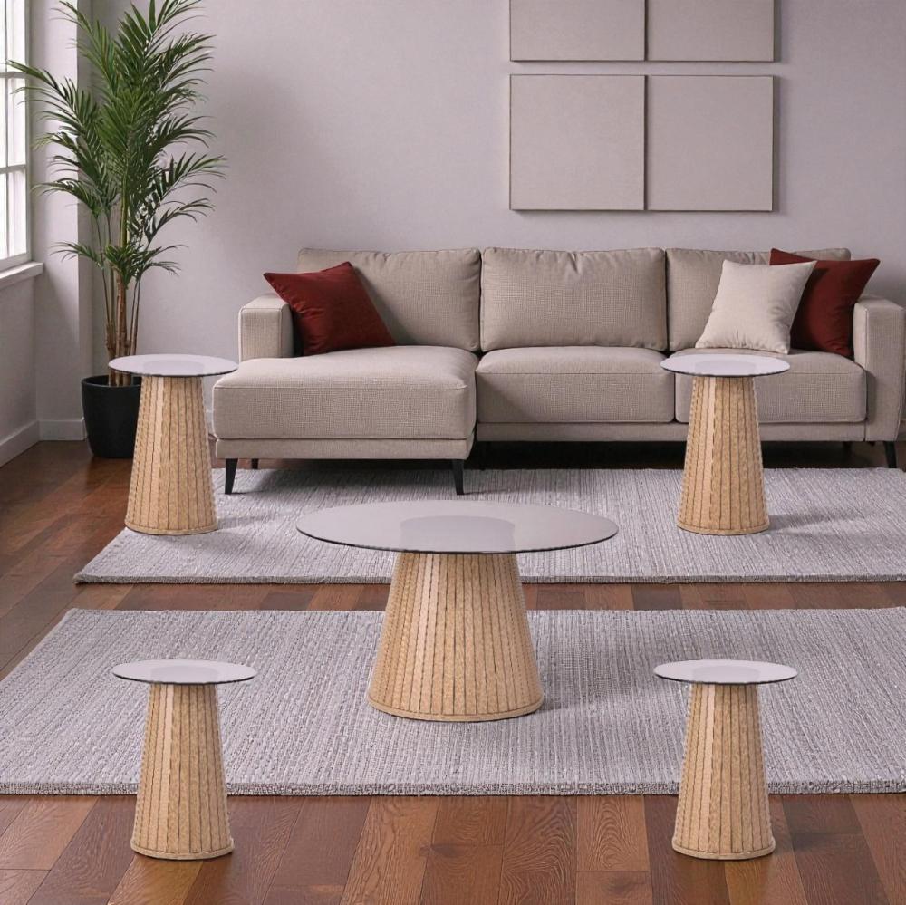 طقم طاولات ضيافة مع 4 خدمة خشب - تصميم عصري