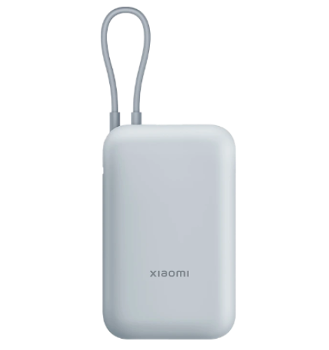 شاحن متنقل شاومي بمنفذ USB ومنفذ USB-C وسلك مدمج USB-C بسعة 10000 مللي أمبير وبقوة 22.5 واط BHR9073GL - أزرق فاتح