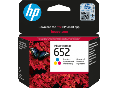 خرطوشة طباعة HP 652 Ink Advantage‏ أصلية ثلاثية الألوان (F6V24AE