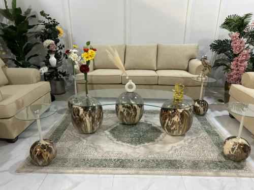 طقم طاولة كور زجاج شفاف مع 4 خدمة
