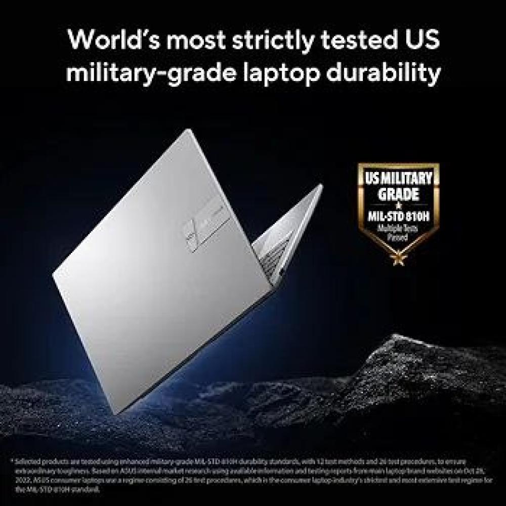 اسوس كمبيوتر محمول Vivobook X1504ZA-NJ602 بشاشة 15.6 بوصة عالية الدقة، معالج Core i7-1255U/ذاكرة وصول عشوائي 16 جيجابايت/محرك أقراص SSD سعة 512 جيجابايت/بطاقة رسومات Intel UHD/نظام تشغيل DOS (بدون نظام تشغيل Windows) باللغة الإنجليزية/العربية باللون الفضي