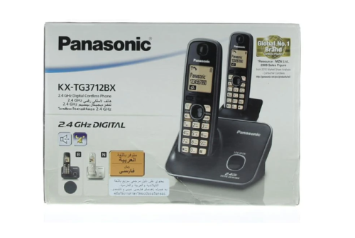 تليفون لاسلكي باناسونيك يدعم اللغة العربية KX-TG3712BX - أسود