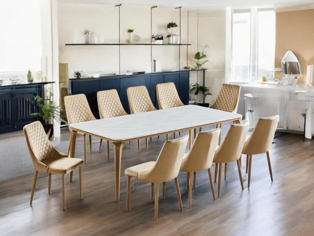 طاولة طعام بسطح بديل رخام  10 كرسي