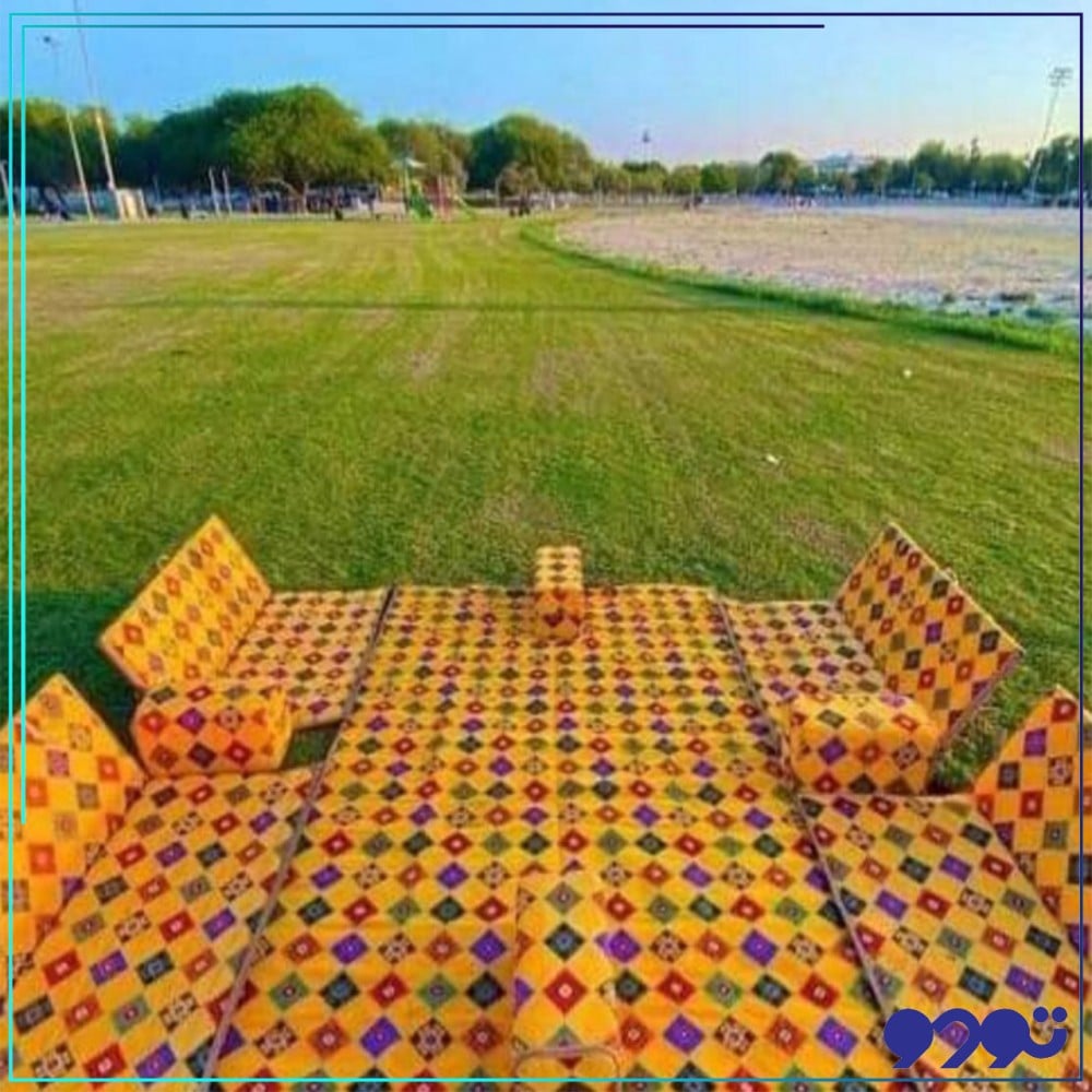 طقم جلسة خارجية ارضي لون أصفر