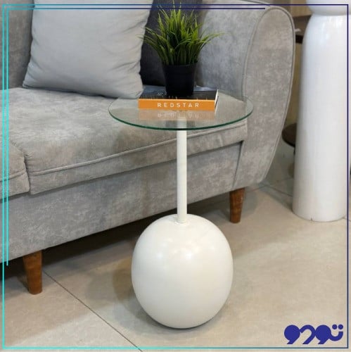 طاولة خدمة قزاز شفاف و عمود أبيض