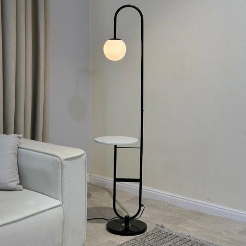 مصباح أرضي LED بتصميم كلاسيكي مدمج برف حامل