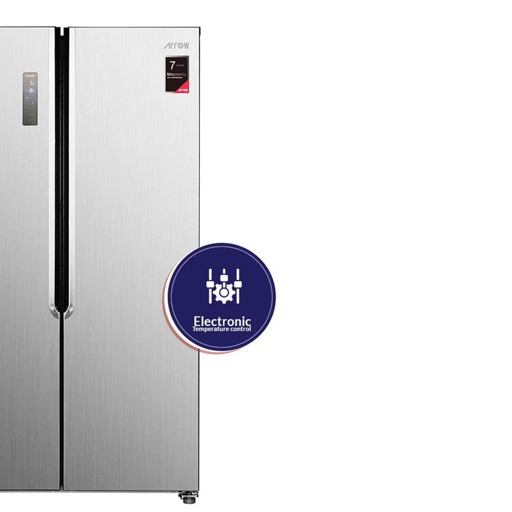 ثلاجة أرو 532 لتر ببابين متجاورين، 18.39 قدم | نوفروست | لون فضي RO2-820SNF