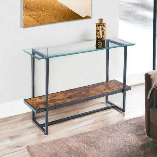 كونسول استقبال زجاج خشب 80x120x40سم