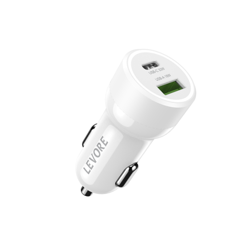 شاحن سيارة ليفوري 51 واط منفذ USB وPD - أبيض
