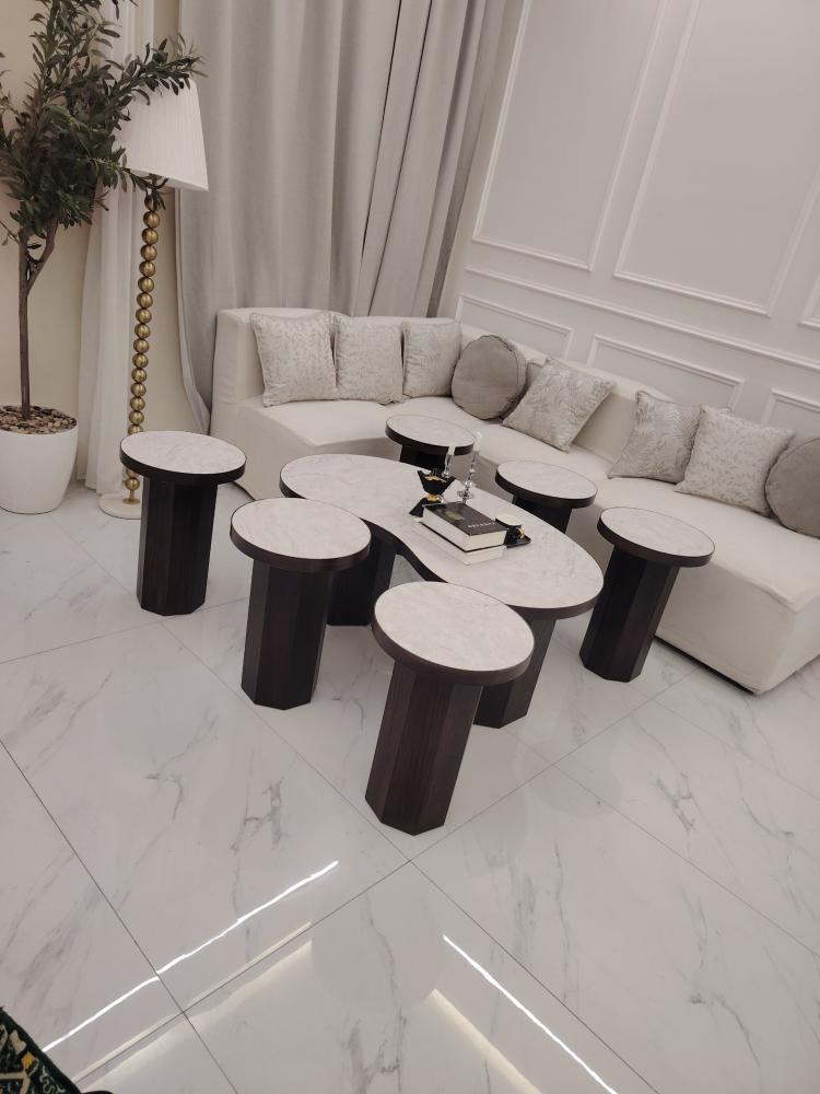 Luxury marble alternative tabletop set with 6 serving tables
