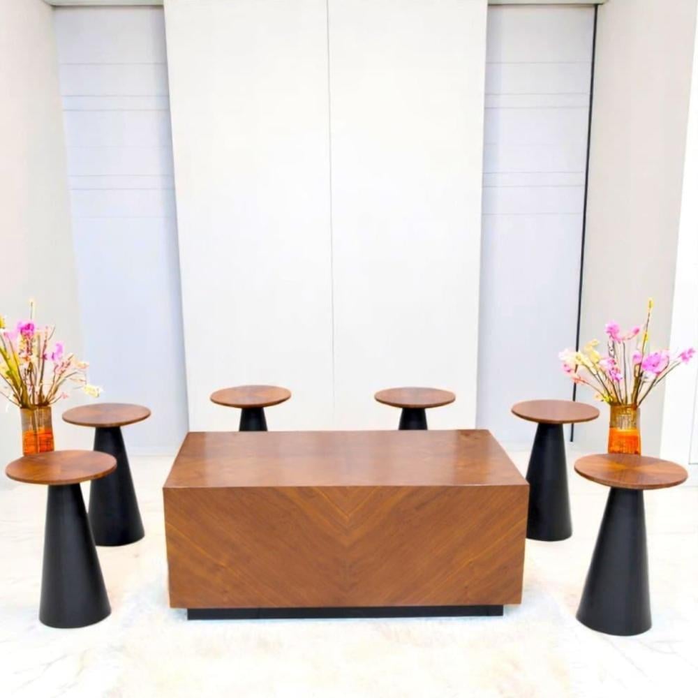 طقم طاولة خشب قشرة الجوز لون بني