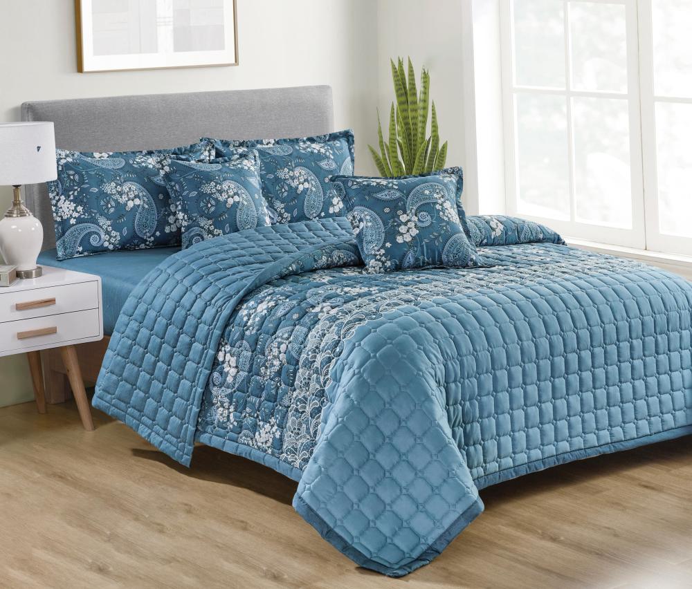 لحاف مضغوط مشجر مايكروفايبر وجهين 6 قطع