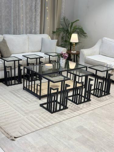 طقم طاولات شاي 7 قطع زجاج لون بيج * عروض العيد الف...