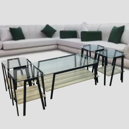 طقم طاولات دورين سطح شفاف 4+1