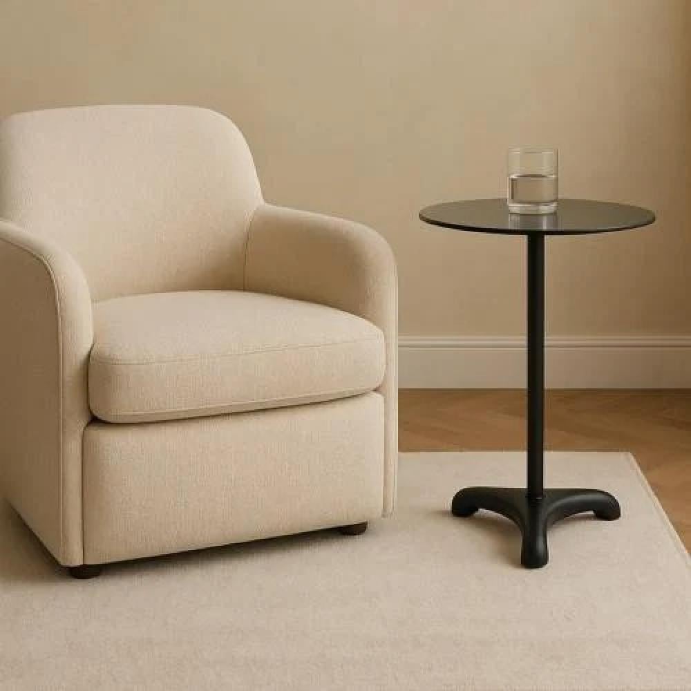 طاولة خدمة سوداء بسطح زجاج أسود شفاف – تصميم أنيق وفاخر