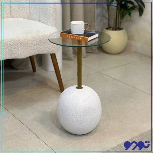 طاولة خدمة قزاز شفاف و عمود ذهبي