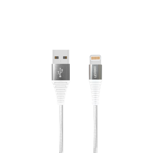 سلك شاحن ليفوري ايفون USB بطول 1 م نايلون - ابيض