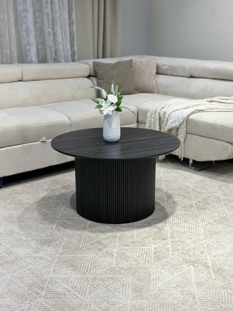 طقم طاوللات ضيافة  مع 4 خدمة خشب  اسود   - تصميم عصري