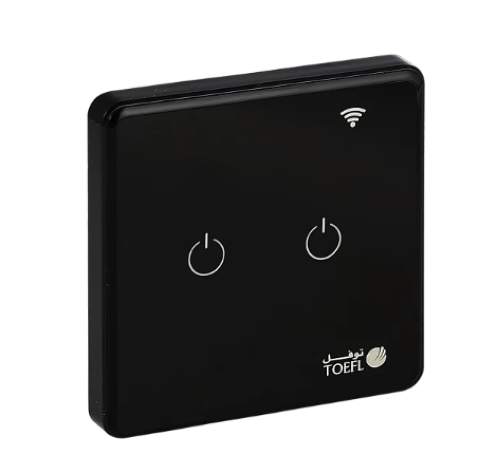 مفتاح الذكي ثنائي غطاء اسود تحكم عن بعد Wifi سهل الاستخدام يعمل باللمس تحكم بالجوال متوافق مع اليكسا وجوجل هوم توفل