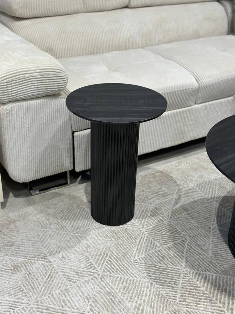 طقم طاوللات ضيافة  مع 4 خدمة خشب  اسود   - تصميم عصري