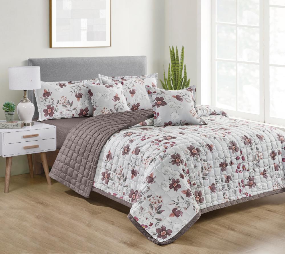 لحاف مضغوط مشجر مايكروفايبر وجهين 6 قطع