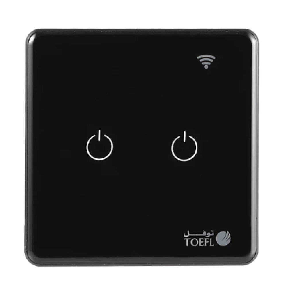مفتاح الذكي ثنائي غطاء اسود تحكم عن بعد Wifi سهل الاستخدام يعمل باللمس تحكم بالجوال متوافق مع اليكسا وجوجل هوم توفل