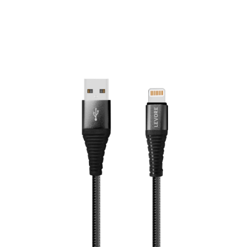 سلك شاحن ليفوري ايفون USB بطول 1 م نايلون - اسود