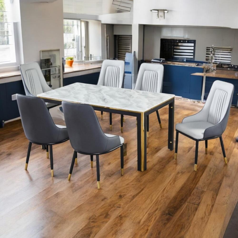 طاولة طعام سطح رخام 6 كرسي