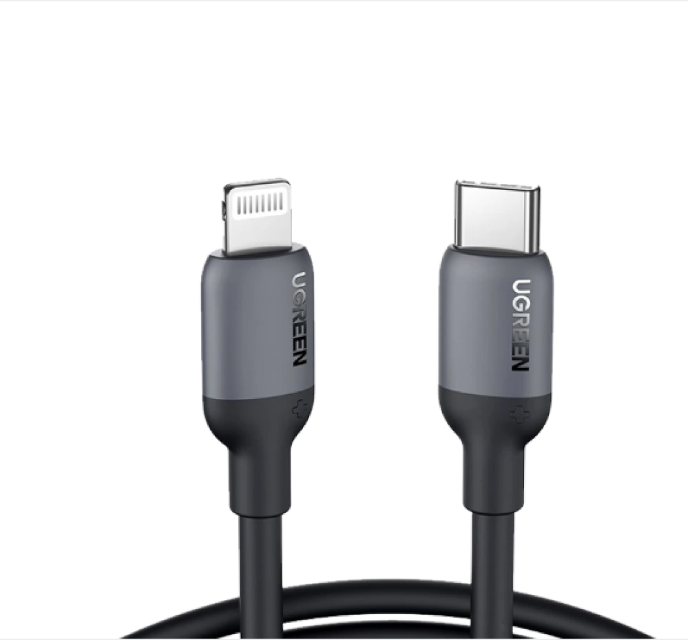 سلك شاحن يوجرين من USB-C إلى آيفون سيلكون بطول 1 م - أسود