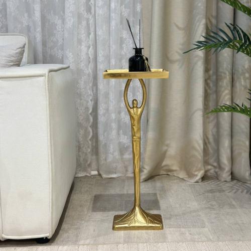 طاولة خدمة معدن ذهبي هندي