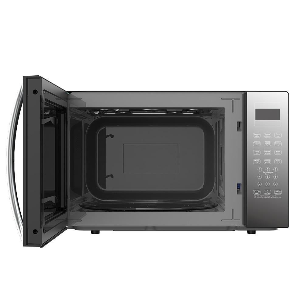 ميكروويف أرو رقمي 42 لتر مع شواية, لون فضي, خرج ميكروويف 1000 واط وقوة شواية 1000 واط، 10 مستويات طاقة للميكروويف, زجاج مرآة | RO-42MWBG