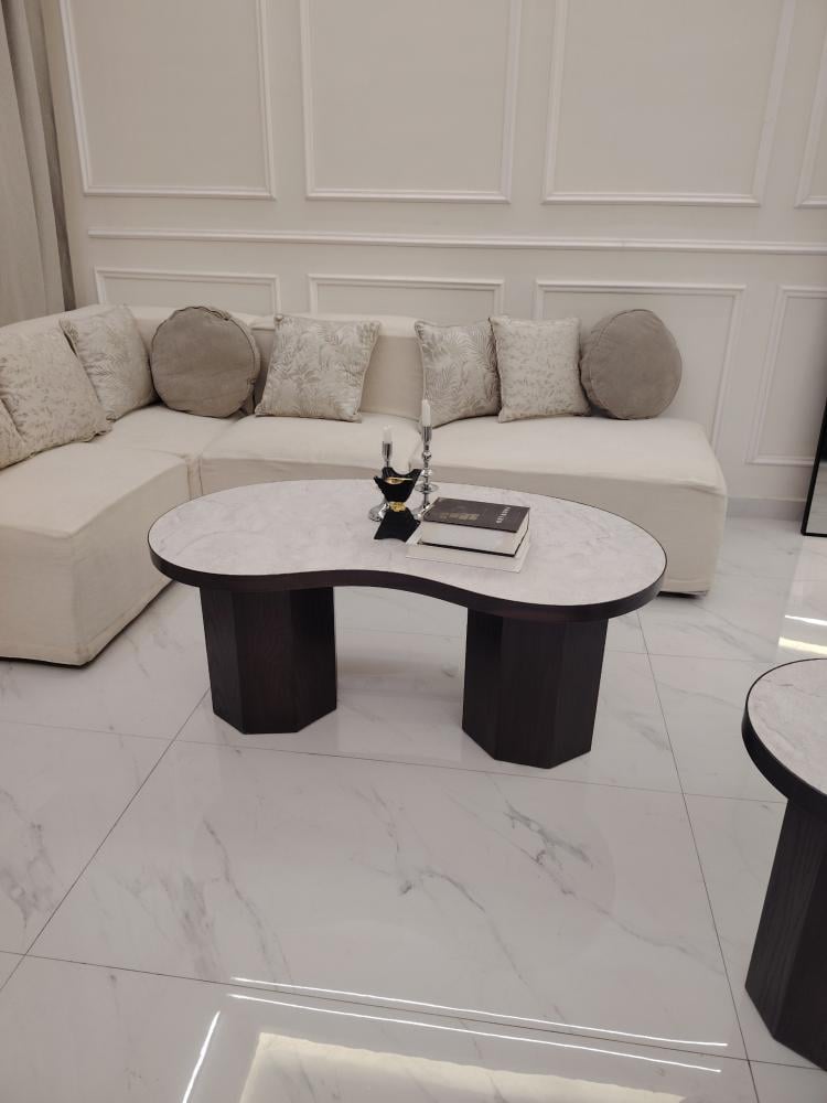 Luxury marble alternative tabletop set with 6 serving tables