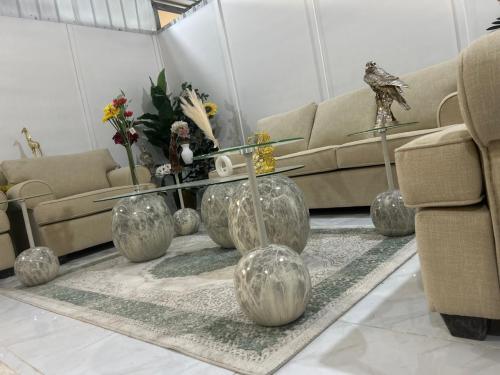 طقم طاولة كور زجاج شفاف مع 4 خدمة