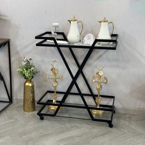 عربية تقديم اسود زجاج شفاف