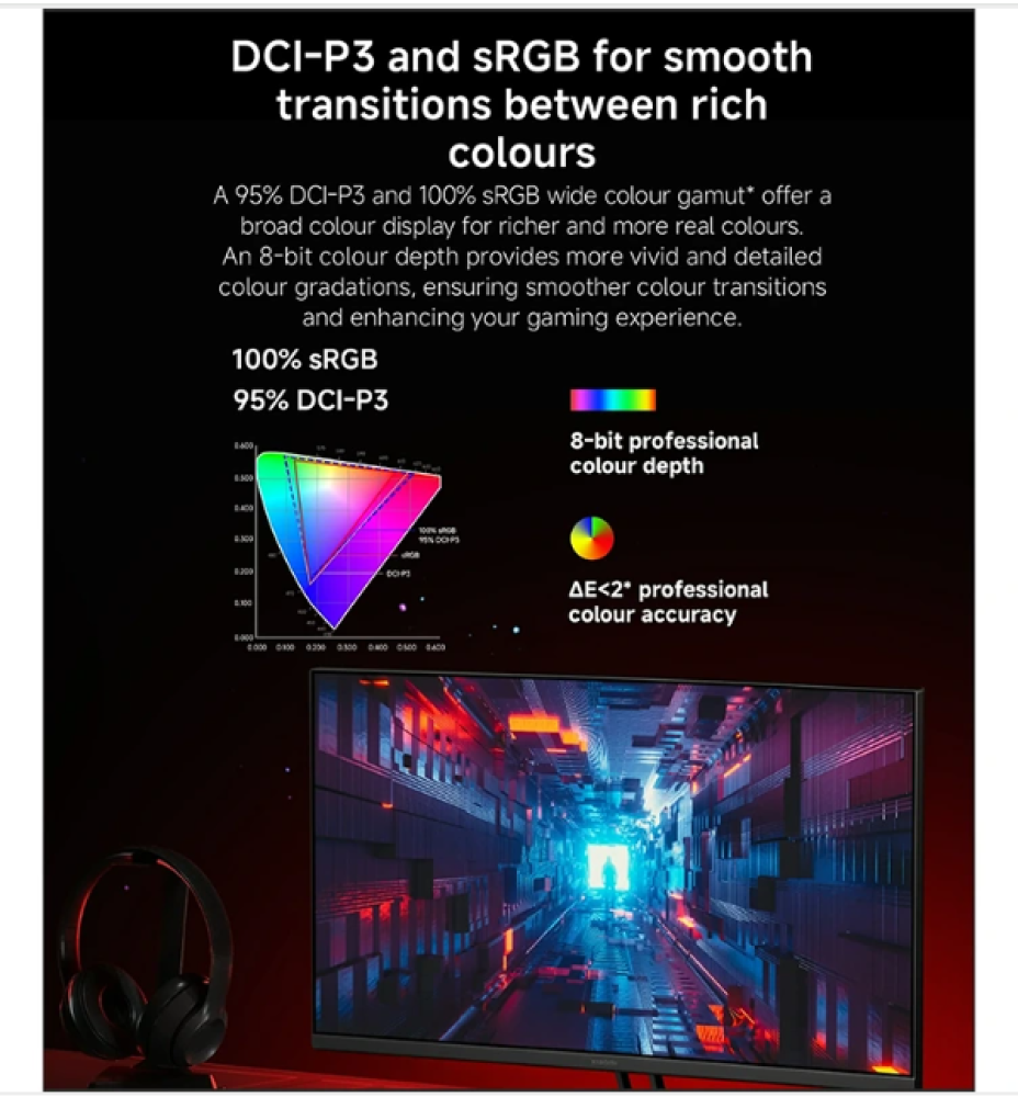 شاشة عرض شاومي للألعاب LCD G27Qi بدقة 2K بمعدل 180Hz وبحجم 27 انش ELA5597UK - أسود