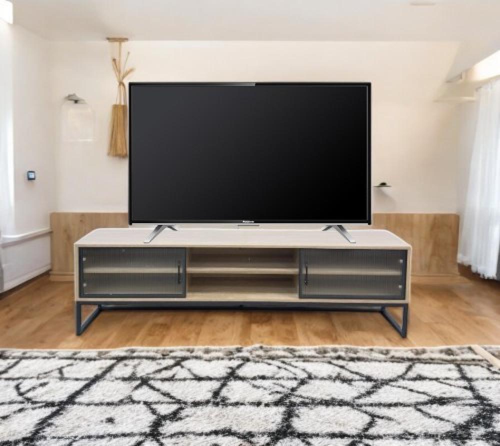 طاولة بلازما خشبي  بيج مقاس 160سم