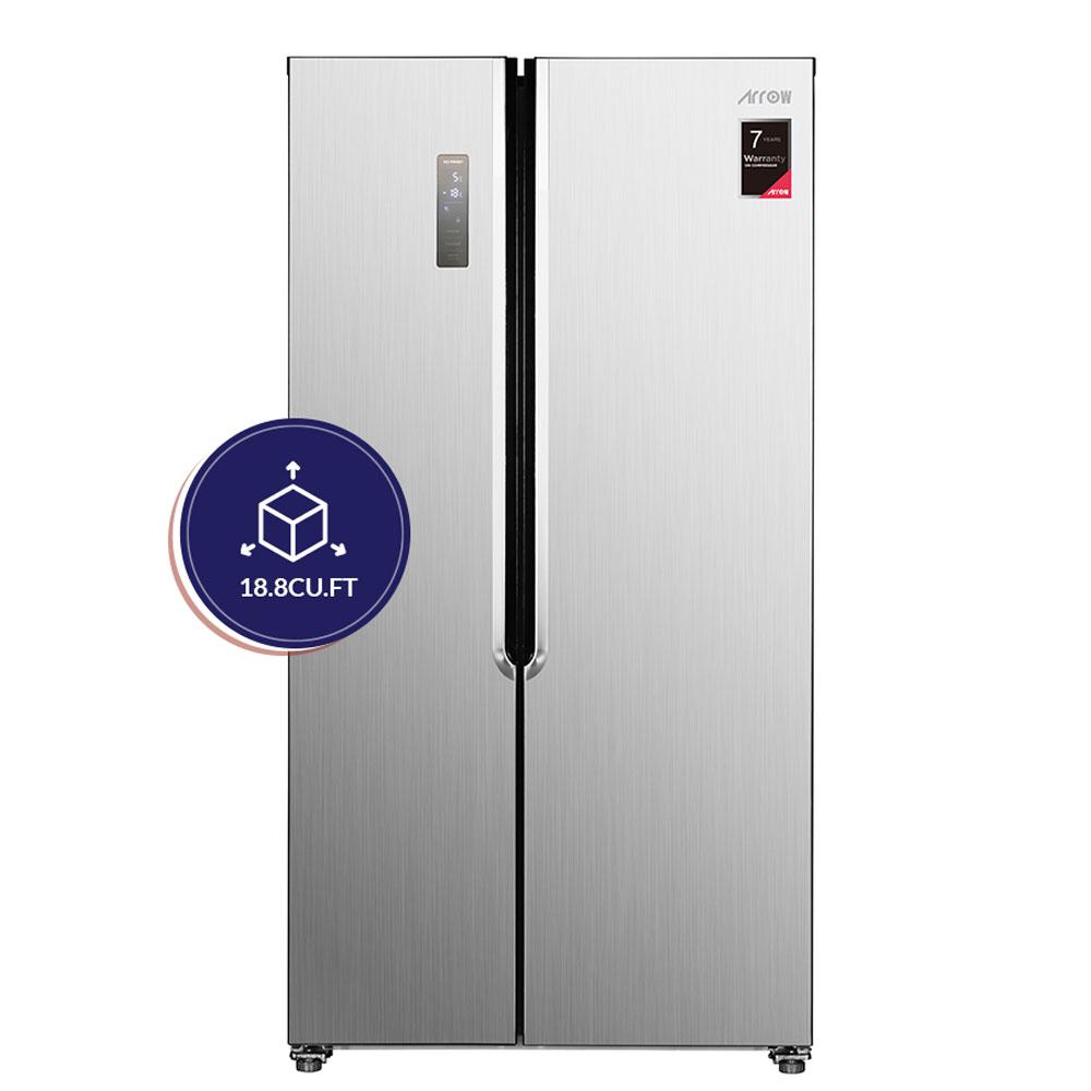 ثلاجة أرو 532 لتر ببابين متجاورين، 18.39 قدم | نوفروست | لون فضي RO2-820SNF