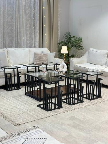 طقم طاولات شاي 7 قطع زجاج لون كوفي * عروض العيد ال...