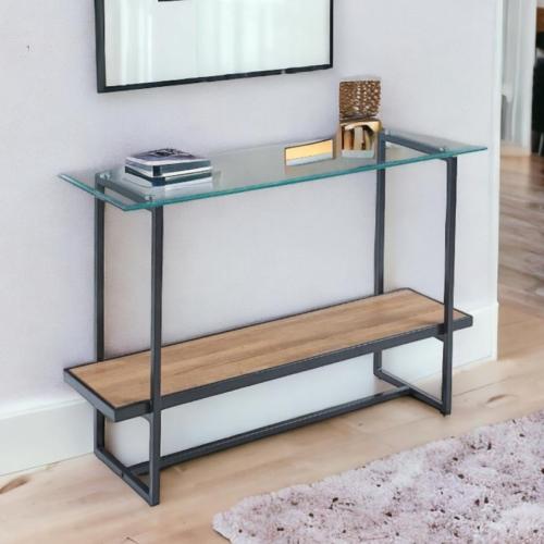 كونسول استقبال زجاج خشب 80x120x40سم