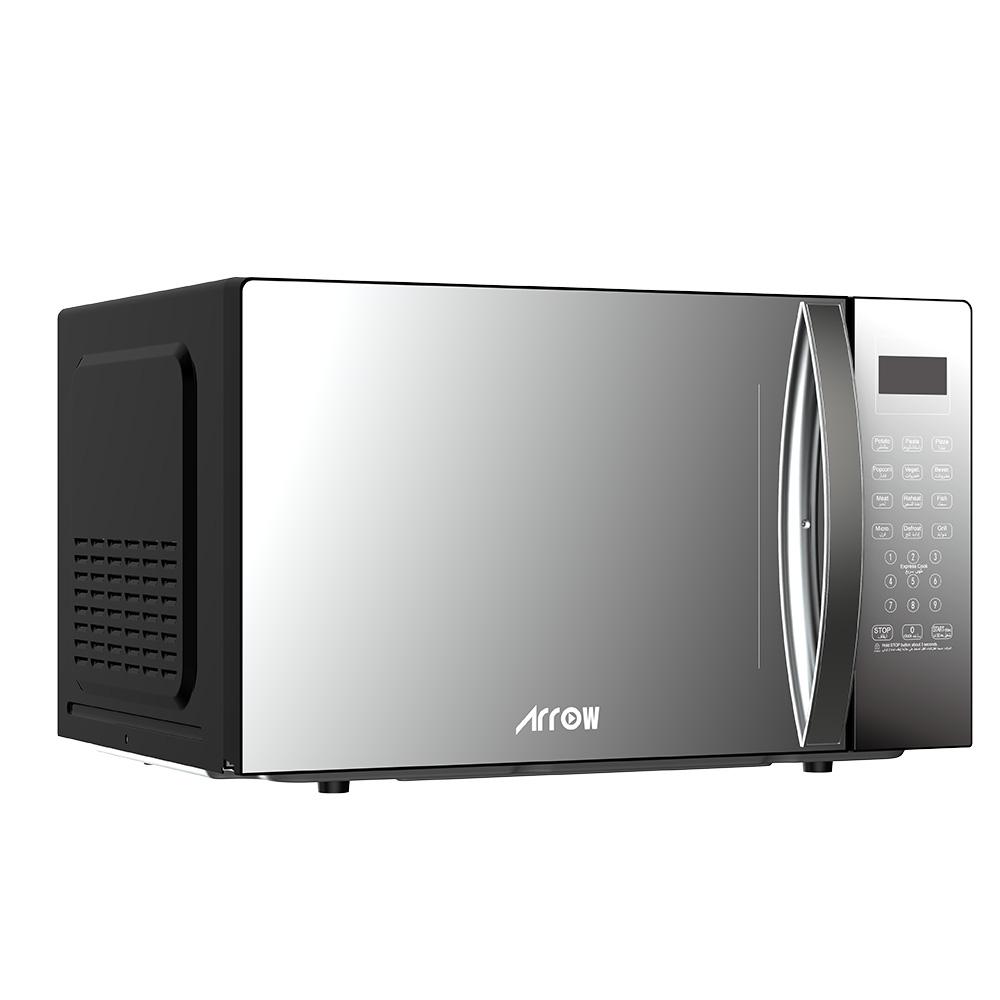 ميكروويف أرو رقمي 42 لتر مع شواية, لون فضي, خرج ميكروويف 1000 واط وقوة شواية 1000 واط، 10 مستويات طاقة للميكروويف, زجاج مرآة | RO-42MWBG
