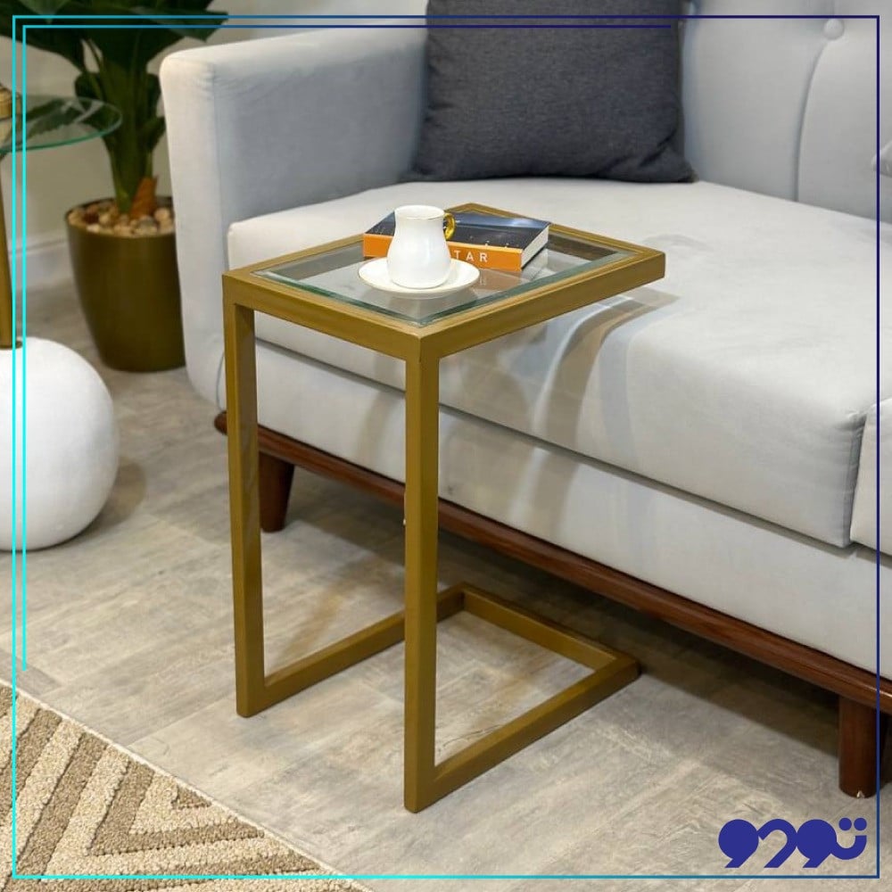 طاولة خدمة كنب زجاج شفاف ذهبي