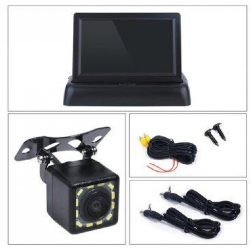 كاميرة خلفية مزودة 12 ليد للرؤية الليلة مع شاشة