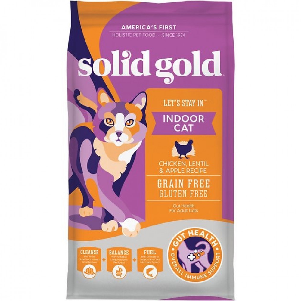 الماركسية الزواحف الخس  Solid Gold - طعام جاف للقطط الداخلية بالدجاج والعدس - Simba cat