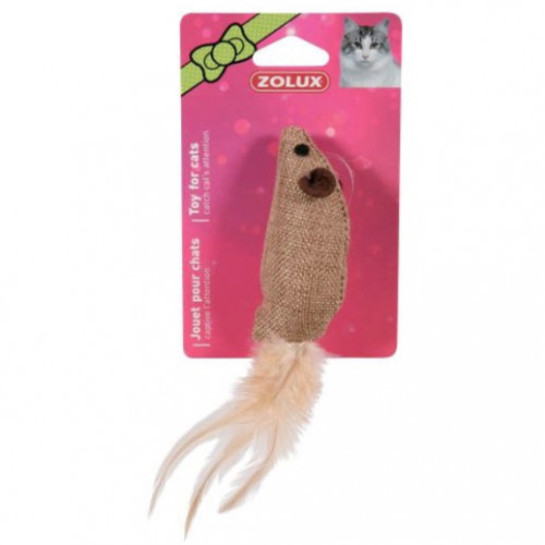 Zolux - لعبة الفأر مع الريش للعب وجذب إنتباه القطط