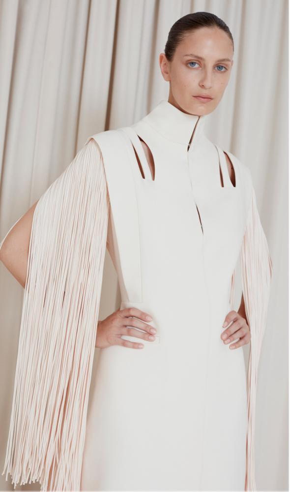 MELTEM فستان بستايل جاكيت وهدب على الأكمام